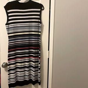 Black sleeveless multi striped dress